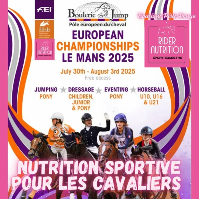 Championnats d'Europe du 29 juillet au 3 août ... l'éte 2025 sera mémorable! 🇪🇺🏆

Notre boutique @ridernutrition sera ouverte tous les jours pour cette première championnats européens @pole_europeen_du_cheval 🎊

Une Nutrition Sportive pour les cavaliers 💯🥤

Préparez-vous vos championnats dès aujourd'hui, contactez-nous ici ! 📩

#hydratation #energie #bienetrecavalier
#electrolytes #recuperation