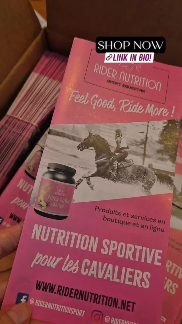 La PREMIÈRE gamme de compléments alimentaires pour nous les cavaliers !🏇🥤

Facile à prendre pour être en top forme :
✨️ Gestion du Stress 
✨️Booster l'énergie 
✨️Hydratation et récupération 
✨️Prévention des blessures

#ridernutrition
#bienetrecavalier
#riderperformance