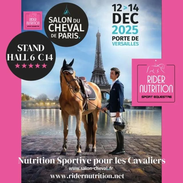 Notre numéro de stand est confirmé pour @salonduchevaldeparis - Hall 6 C14 🥤👍

Un premier stand pour @ridernutrition cette année suite à la participation aux Trophées de l'innovation @polehippolia en 2024. ⭐️💫

Venez nous voir !

✨️Une selection de produits et accessoires proposée - Nutrition sportive pour les cavaliers.

✨️Dégustation gratuite de nos produits

✨️Conseils gratuits sur place.

✨️Animation bijoux porte-bonheur @mercuria.charms

#ridernutrition
#nutritionsportivepourlescavaliers #nutritionsportive #bienetrecavalier #performancecavalier