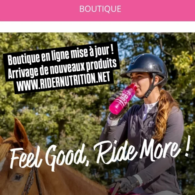 L'arrivage de nos nouveaux produits @ridernutrition est maintenant en ligne! 🛍📦 
www.ridernutrition.net

Livraison par Colissimo /  Relais Chronoposte ou Click n'collect à notre boutique de Mayenne (53) sur rdv 💫

#nutritionsportive #accessoires #ridernutrition 
#bienetrecavalier #nutritionsportivepourlescavaliers