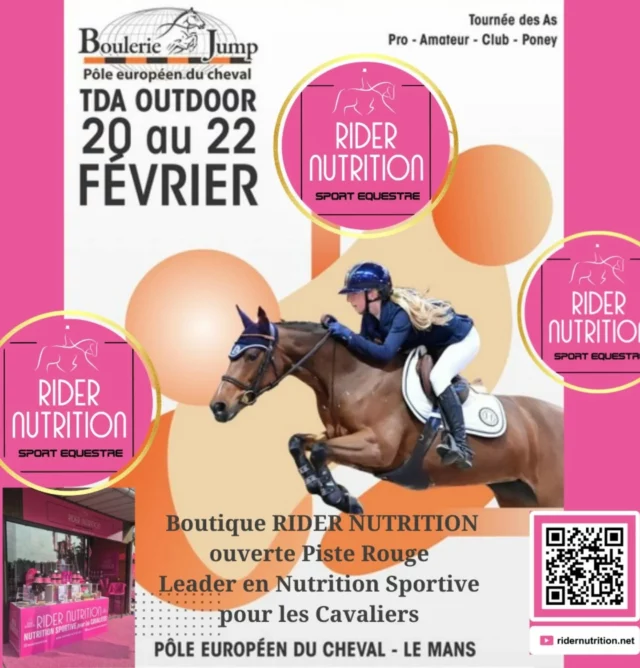La saison 'outdoor 2026'  commence pour @ridernutrition avec le TDA @pole_europeen_du_cheval ce week-end du 20 au 22 février. ✨️ Boutique Piste Rouge. 

The outdoor season 2026 begins this week-end  @ridernutrition with the TDA @pole_europeen_du_cheval 20th to 22nd February.✨️ Boutique Piste Rouge. 

#csoconcours #showjumping #ridernutrition #nutritionforequestrians