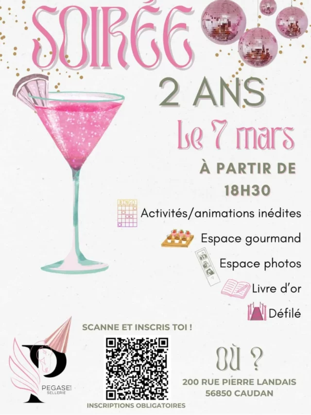 Nous sommes invités à une fête d'anniversaire @pegasesellerie qui célèbre ses deux ans d'activité. 🥂🩷🥂
Nous serons présents pour animer la soirée avec un stand @ridernutrition 🥤💫
Rejoignez-nous ! Inscriptions via QR codes (voir image). 

Merci à nos hôtesses Léane et Anna, ansi @lorette.et.ses.ponettes pour cette précieuse invitation. ✨️

We're invited to a birthday party @pegasesellerie to celebrate their 2 years in business. 🥂🩷🥂 
We'll be joining in the evening fun with a stand @ridernutrition and animations. 🥤💫
Inscriptions to join us via QR codes (see invite).

Thanks to our hostesses Léane, Anna and to @lorette.et.ses.ponettes for this precious introduction. ✨️

#ridernutrition #bienetrecavalier #nutritionsportivepourlescavaliers #sportsnutrition