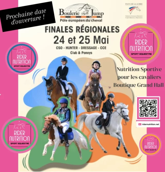 Prochaine date d'ouverture boutique @ridernutrition Grand Hall - 24 et 25 Mai pour les finales régionales. ✨️
Horaires : 9h30 à 17h30 

Next opening date for @ridernutrition boutique located in the Grand Hall - 24 et 25 May for the Regional Finales ✨️
Opening times : 9.30am to 5.30pm 

#finalesregionales #regionalfinales #ridernutrition #ridernutritionboutique
