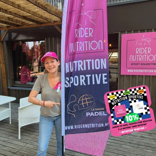 Réduction immédiate -10% sur tous nos produits nutrition sportive pour les joueurs @lemans.padel à la boutique @ridernutrition 🎊🎾 
Située Grand Hall @pole_europeen_du_cheval - Montrez nous vos réservations Padel sur votre application au guichet. 🙌
Venez nous voir !

#electrolytes #energydrinks #isotonicdrink #collagène #nutritionsportive 
@dorinerabas

🇬🇧
An immédiate réduction -10% on all our products for Padel Players @lemans.padel à la boutique @ridernutrition 🎊🎾
Located in the Grand Hall @pole_europeen_du_cheval - come an see us and show us your Padel reservations on your  application at the counter.🙌