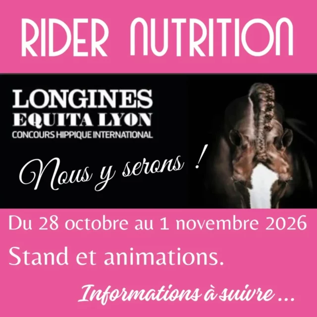Excellente nouvelle ! 💯🥤
Nous serons présents @equitalyon_official pour la première fois. Plus d'informations sur notre stand @ridernutrition et nos animations très prochainement ...

🇬🇧🇪🇺
Exciting news ! 💯🥤
We will be present @equitalyon_official for the first time. More details about our stand @ridernutrition and our animations coming very soon ...

#equitalyon #sportsnutrition #ridernutrition #ridernutritionanimations