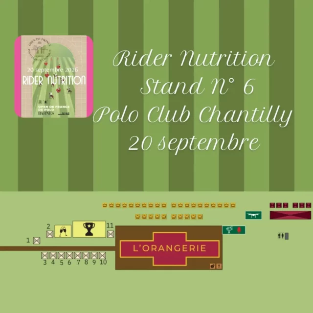 Stand N° 6 @ridernutrition @polodechantilly
Open de France Trophy Barnes 20 Septembre 
Nutrition Sportive pour Cavaliers 

🇬🇧🌍
Stand N° 6 @ridernutrition @polodechantilly
Open de France Barnes Trophy 20th September 
Sports Nutrition for Equestrians 

#polochantilly
#ridernutrition #sportsnutritionforequestrians #nutritionsportivepourlescavaliers