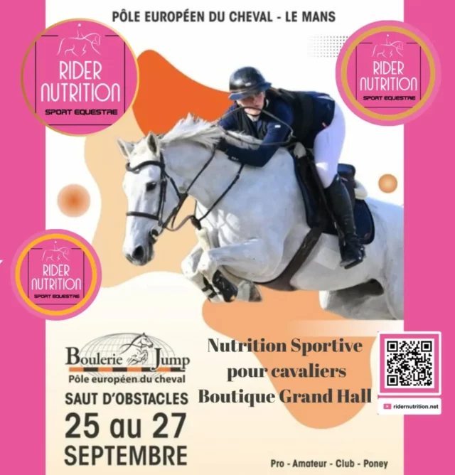 Boutique @ridernutrition ouverte 25 - 27 septembre Grand Hall @pole_europeen_du_cheval
Concours CSO 
Nutrition Sportive pour Cavaliers 
Venez nous voir, dégustations et conseils gratuits. 🥤🏆

Boutique @ridernutrition open 25 - 27 September in the Grand Hall @pole_europeen_du_cheval during showjumping week-end. 
Sports Nutrition for Equestrians 
Come and see us, free tastings and advice. 🥤🏆

#csoconcours #showjumping #ridernutrition #sportsnutritionforequestrians