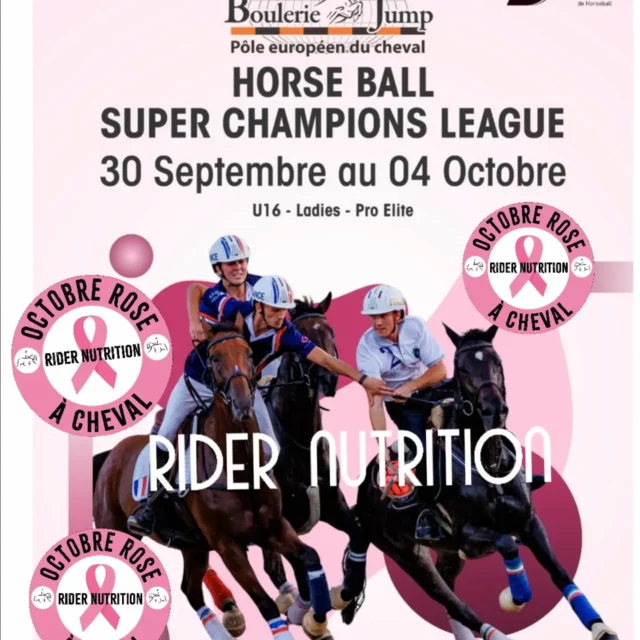 Prochaine date - Horseball du 30 septembre au 3 octobre @pole_europeen_du_cheval 
Boutique @ridernutrition ouverte. 🥤

Pendant le mois d'octobre 2% de vos achats contribura à Octobre Rose à Cheval (La ligue). 🎀

Next date - Horseball 30/9 to 3/10 @pole_europeen_du_cheval 
Boutique @ridernutrition Open 🥤

During Octobre 2% of your purchases will be donated to Pink Rider Octobre (breast cancer awareness - La ligue) 🎀 

#octobreroseacheval 
#ridernutrition 
#horseball #laliguecontrelecancer 
#nutritionforequestrians